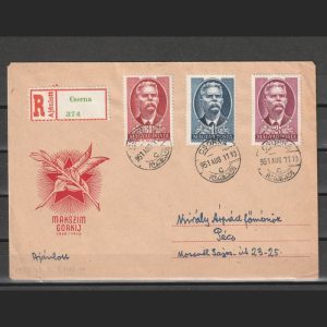 Makszim Gorkij / Maxim Gorki Ungaria 1951 - Plic recomandat circulat