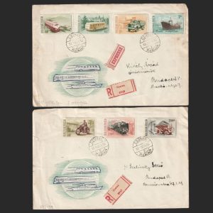 Közlekedés / Transporturi Ungaria 1955 - Lot 2 plicuri recomandate circulate