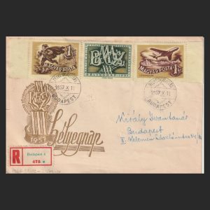 Bélyegnap XXX / Ziua Timbrului 30 Ungaria 1957 - Plic recomandat circulat