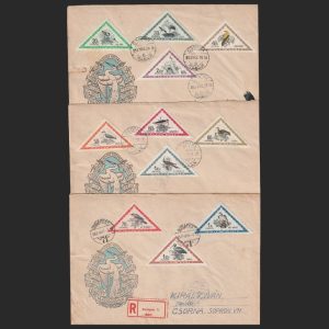 Madaraink / Păsările noastre Ungaria 1953 - Lot 3 plicuri recomandate circulate