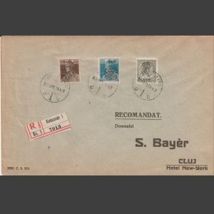 Plic Recomandat Cluj / Kolozsvár - Supratipare Românești pe Timbre Ungurești - 1919
